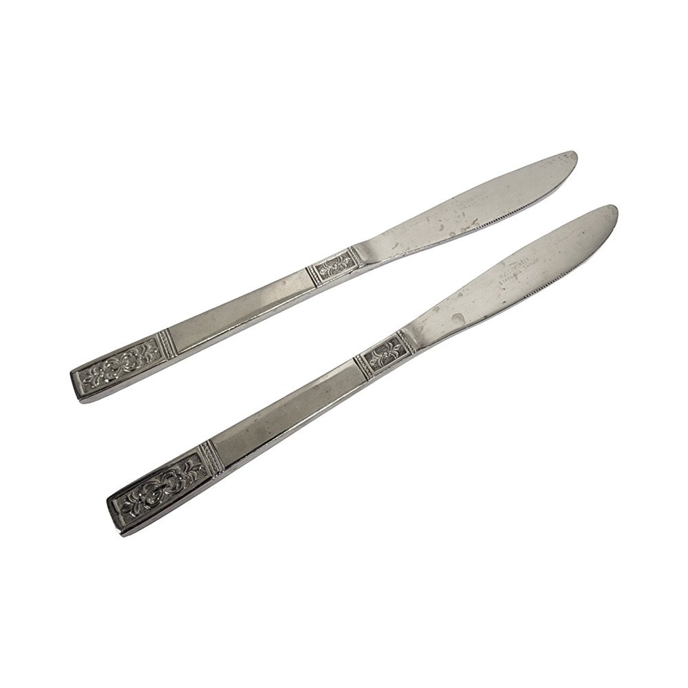 Customcraft Stainless Steel Butter Knives Or Spreaders Set of‎ 2 Ornate Handle